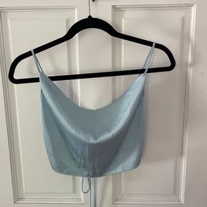 Large Shein Blue Cowl Neck Open Back
